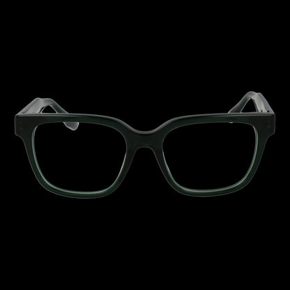 TRUSSARDI MOD. TSM6050 52T01 gent's eyewear showing front view of black frame glasses on a black background
