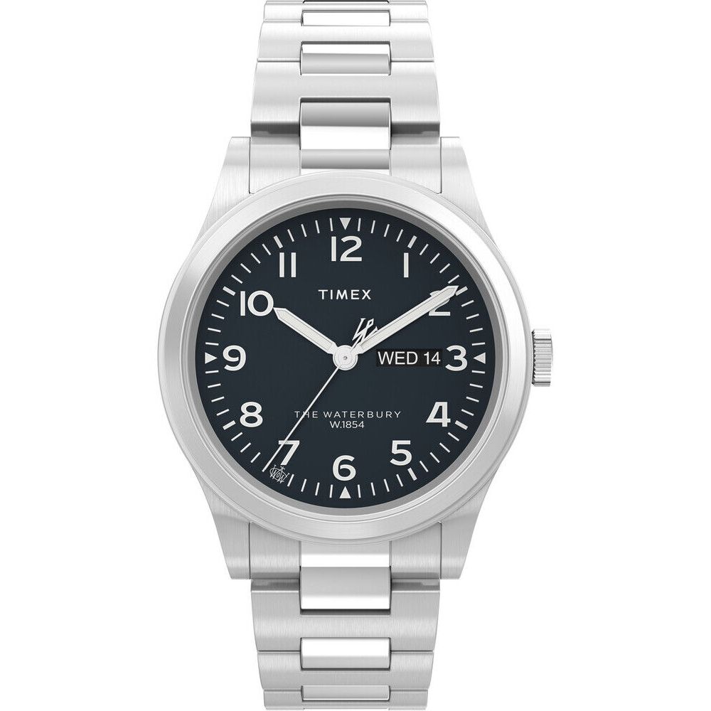 TIMEX MOD. WATERBURY wristwatch, stainless steel, quartz with day and date function, 39mm case, water-resistant 10 ATM.