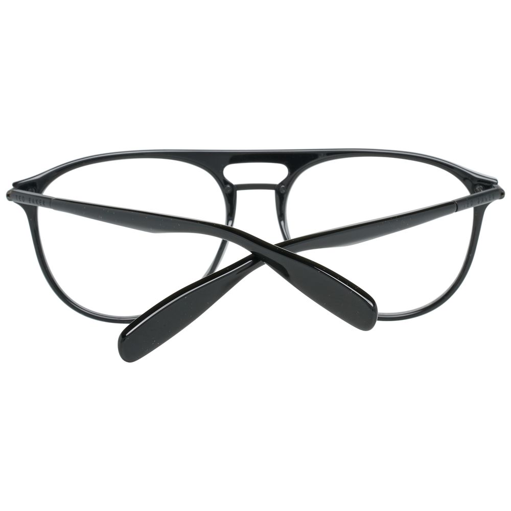 Ted Baker Black Men Glasses Frame in acetate with full-rim style and demo lenses, size 52-21-140, featuring a panto design for men.