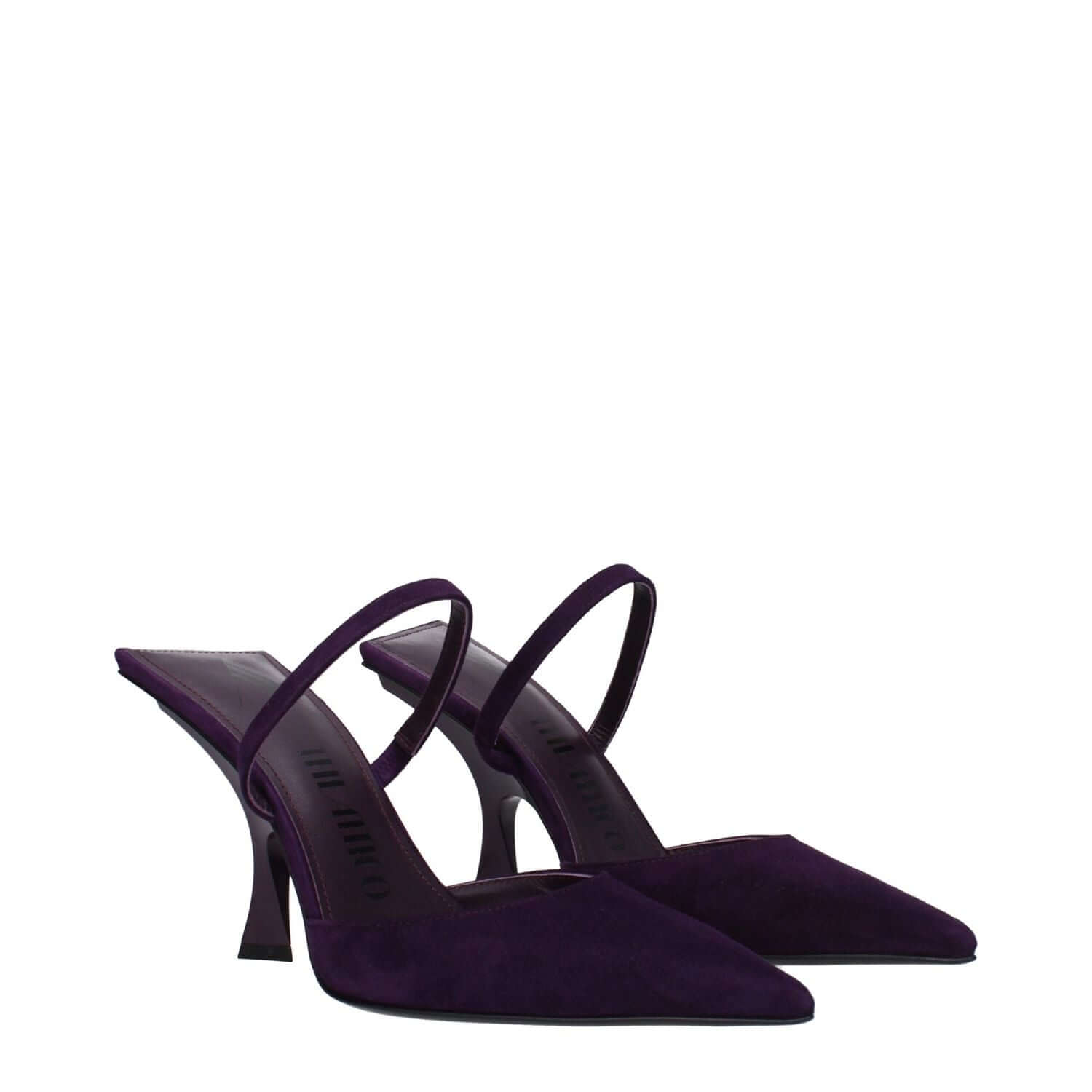 The Attico Purple Leather Stiletto Heel Sandals
