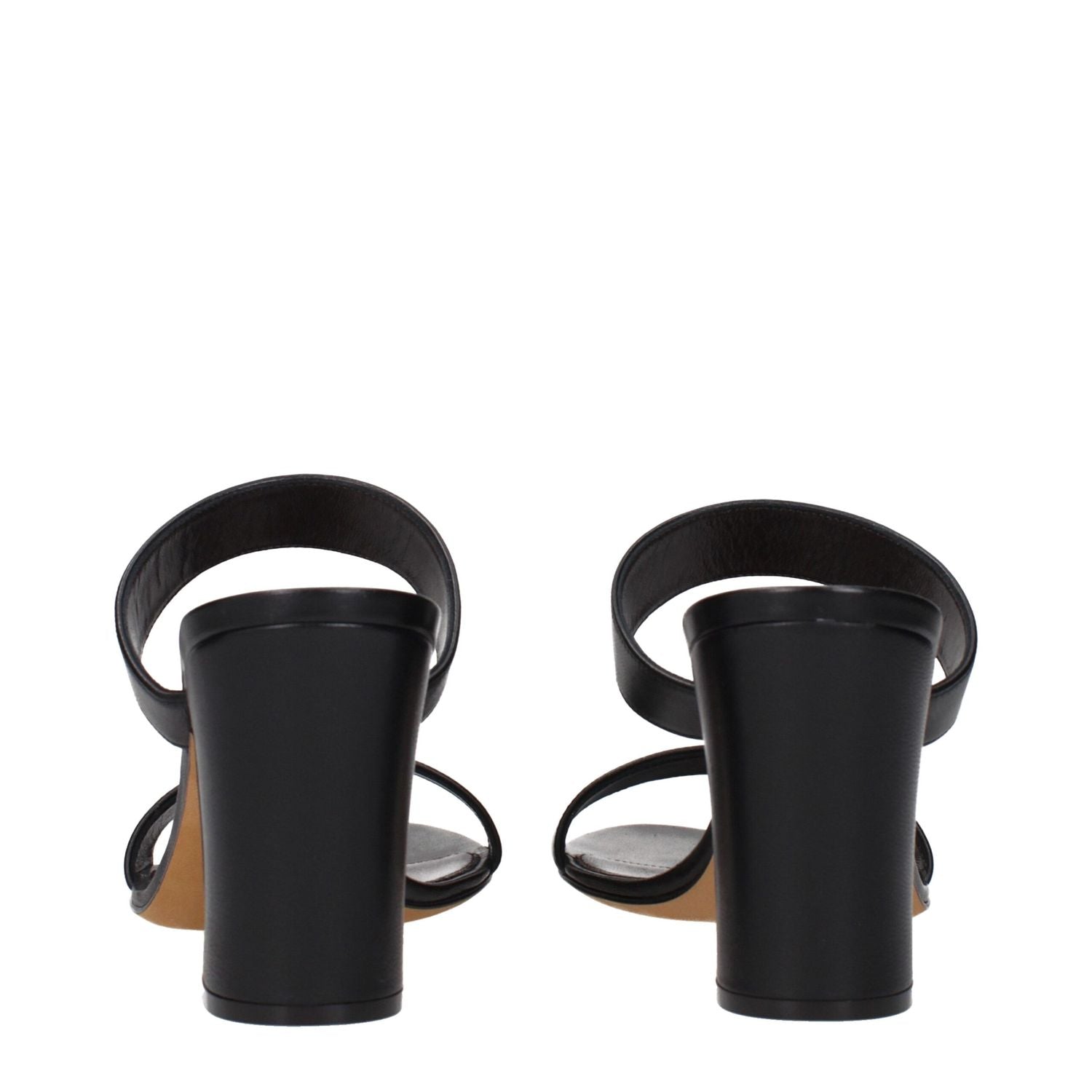 The Row Black Leather Stiletto Heel Sandals