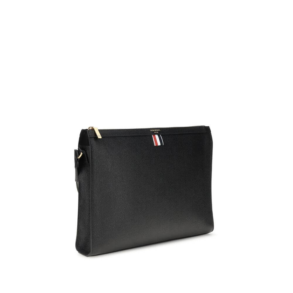 Thom Browne Black Calf Leather Bos Taurus Clutch Bag
