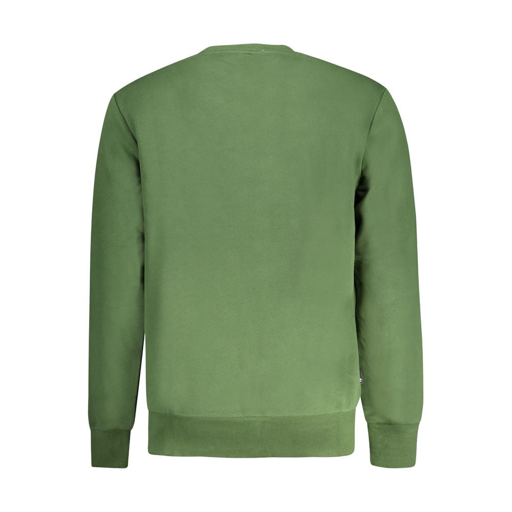 Back view of Timberland Green Cotton Men Sweater displaying casual chic and comfort.