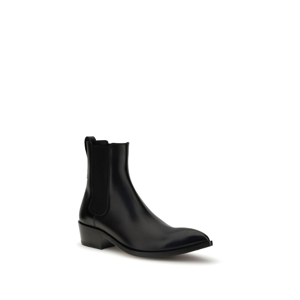 Tom Ford Black Calf Leather Bos Taurus Chelsea Boots