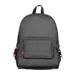 Tommy Hilfiger Black Polyester Backpack with handle, adjustable straps, external and internal pockets, contrasting details, and zip closure.