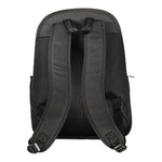 Back view of Tommy Hilfiger Black Polyester Backpack with adjustable straps and handle.