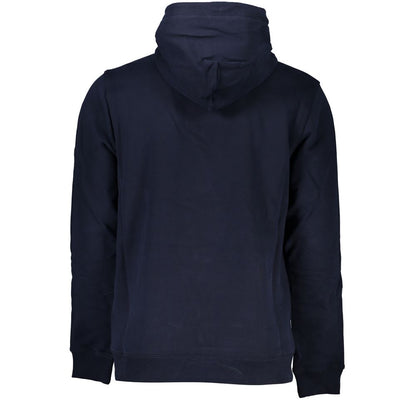 Back view of Tommy Hilfiger Blue Cotton Men Sweater with Hood showcasing style and comfort.