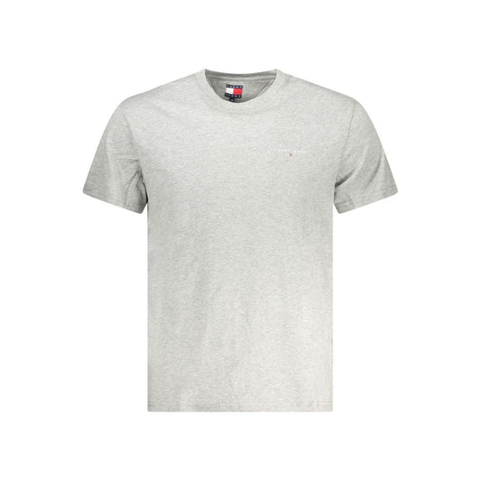 Tommy Hilfiger Gray Cotton Men T-Shirt with logo, made from sustainable cotton for a stylish and eco-friendly choice.