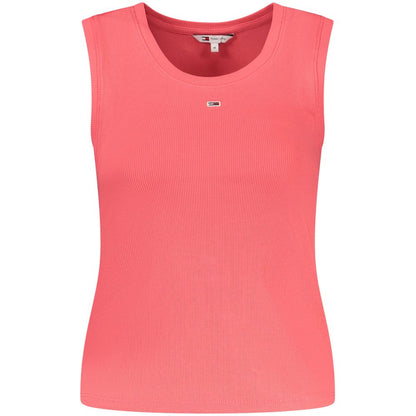 Tommy Hilfiger Pink Cotton Tank Top with wide neckline and embroidered logo made from 95% regenerative cotton