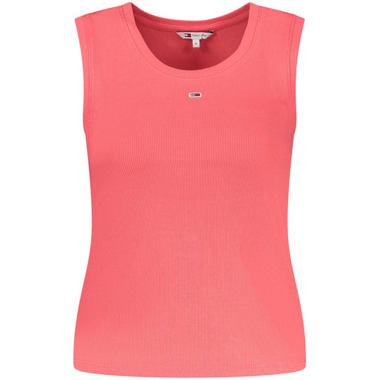 Tommy Hilfiger Pink Cotton Tank Top with wide neckline and embroidered logo made from 95% regenerative cotton