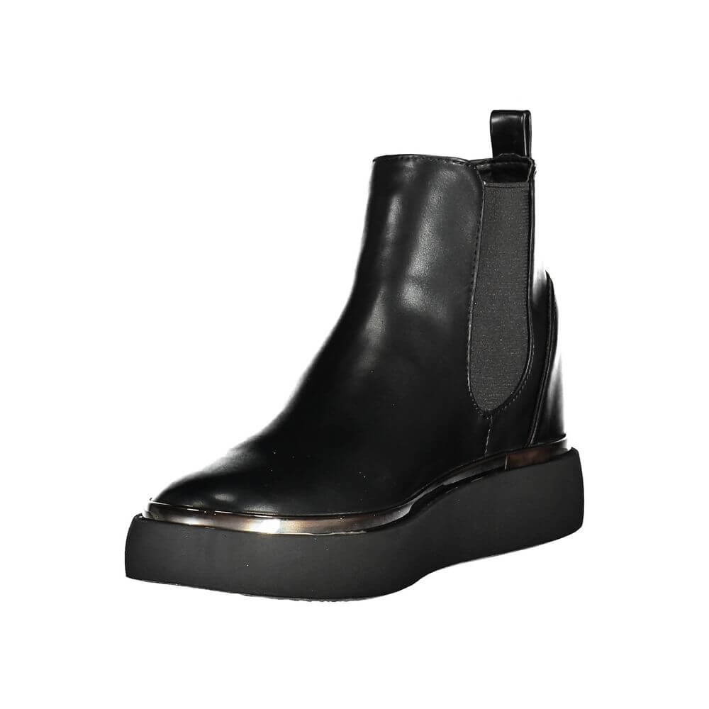 U.S. POLO ASSN. Black Polyester Women Boot with sleek design and iconic logo, ideal for urban fashionistas