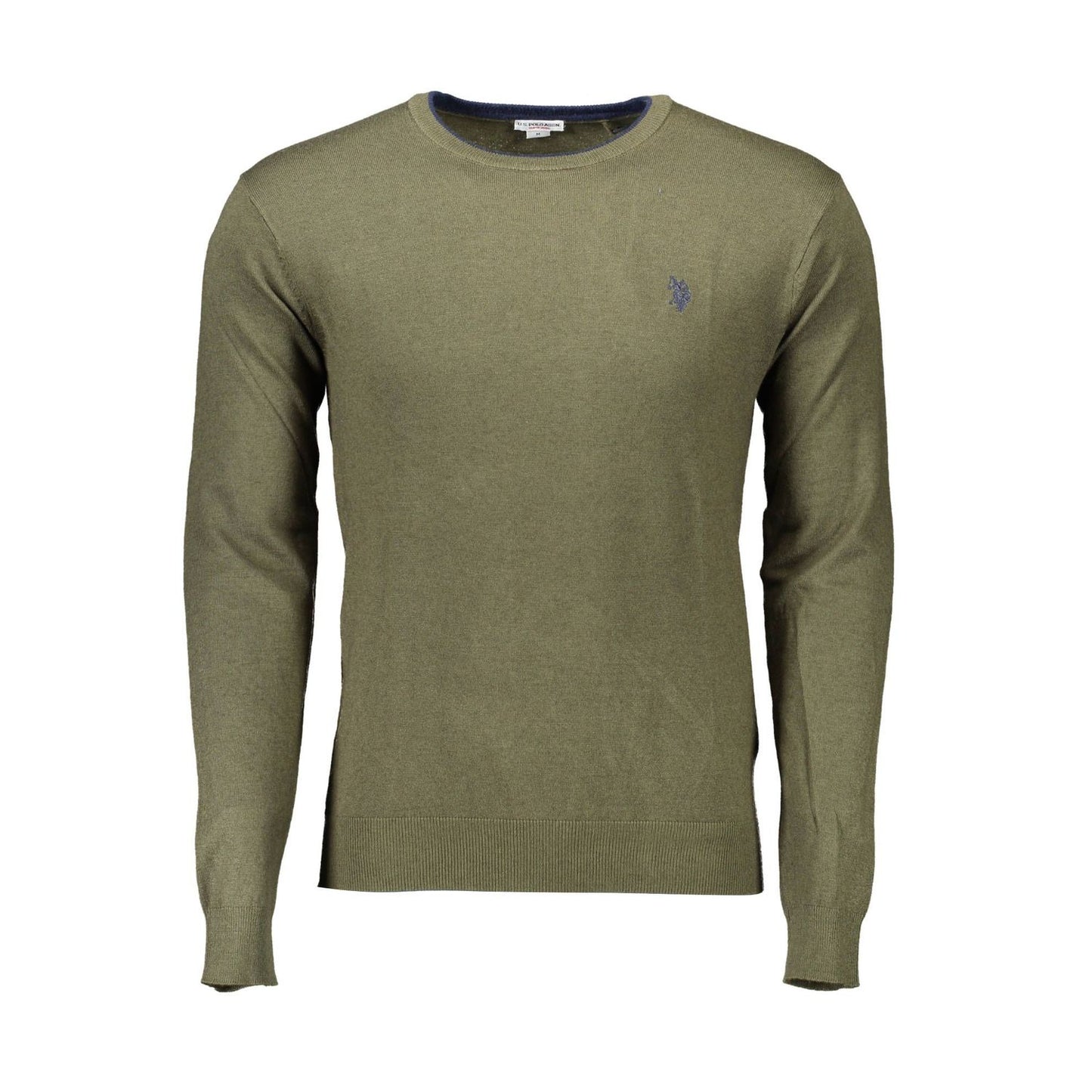U.S. POLO ASSN. Green Wool Men Sweater with logo embroidery and round neck design