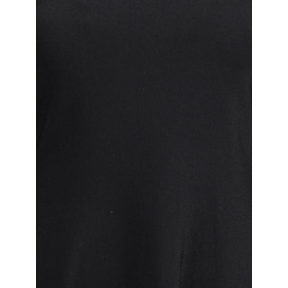 Valentino Black Viscose Casual Dress with flared silhouette and ruffled long sleeves, showcasing elegant high-neck design for AW25.