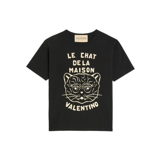Valentino Cotton T-Shirt With Le Chat De La Maison Print