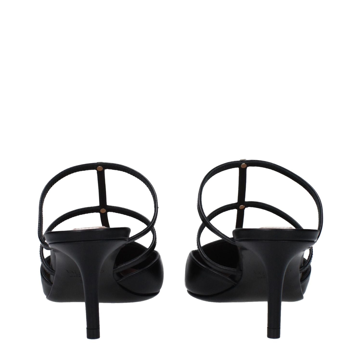 Valentino Garavani Black Leather Flat Sandals
