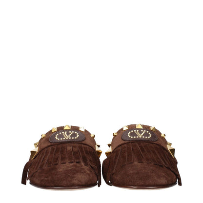 Valentino Garavani Brown Leather Slippers