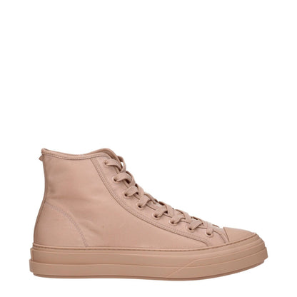 Valentino Garavani Pink Fabric High Top Sneakers with lace-up closure and rubber sole