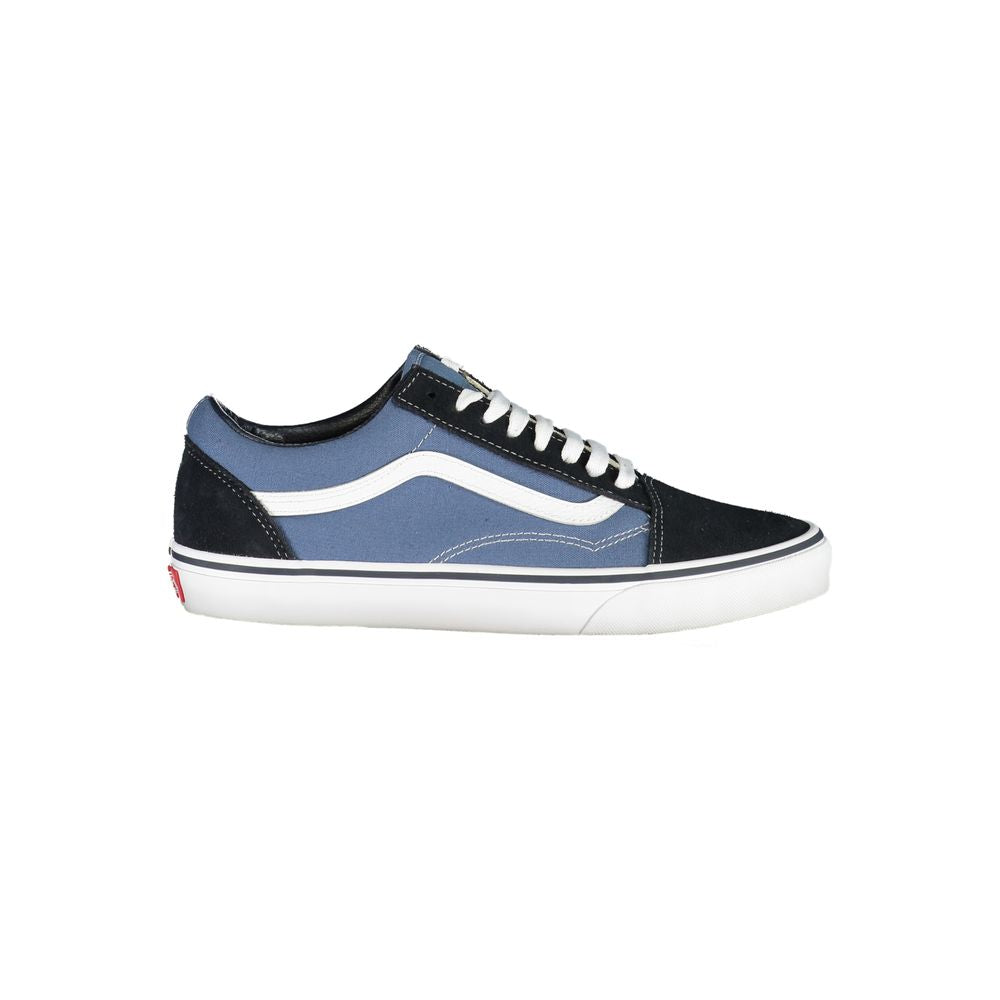 Vans Blue Leather Men Sneaker with contrasting details, featuring iconic Vans logo, perfect for streetwear and skatepark.