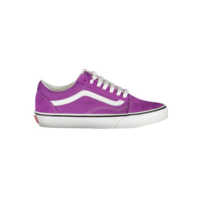 Vans Purple Polyester Sneaker, sports shoe with laces, contrasting details, Old Skool design, logo visible.