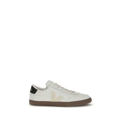 Veja Black Leather Sneakers with round toe, contrasting panels, lace-up closure, and brand logo on side and tongue for style and support.