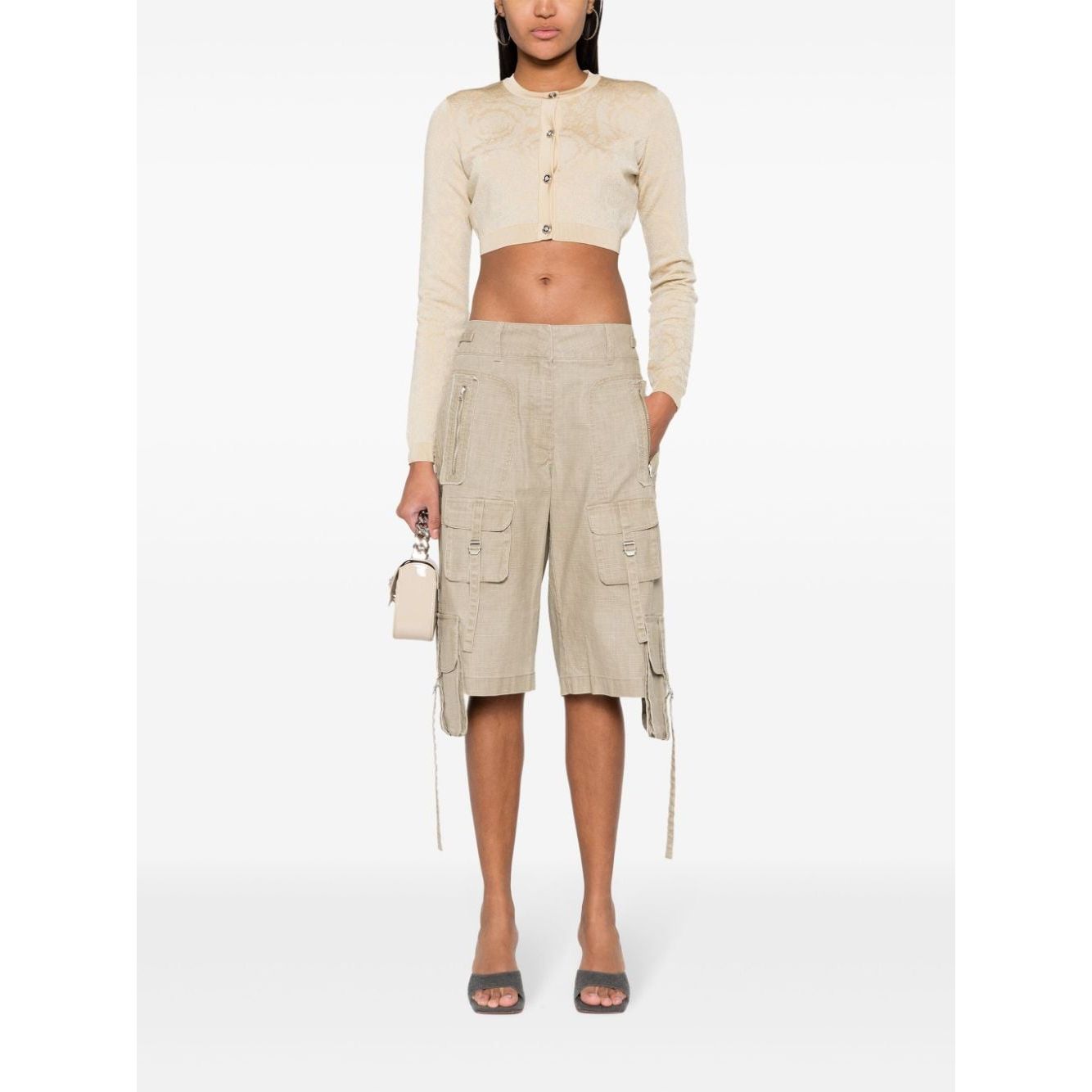 Versace Barocco lurex cropped cardigan