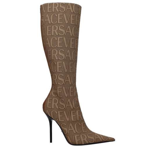 Versace Beige Fabric Boots