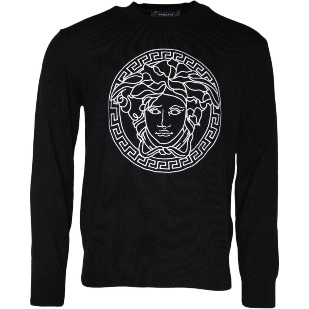 Versace Black Medusa Embroidery Crew Neck Pullover Sweater TSH86764-46