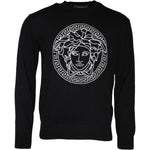 Versace Black Medusa Embroidery Crew Neck Pullover Sweater TSH86764-46