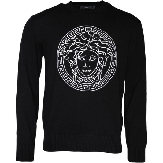 Versace Black Medusa Embroidery Crew Neck Pullover Sweater TSH86764-46