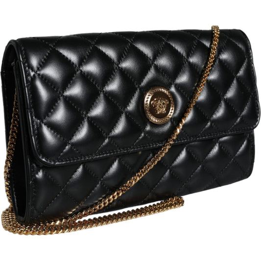 Versace Black Quilted Nappa Leather Crossbody Shoulder Bag BAG1610