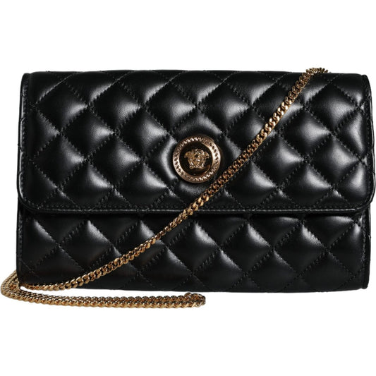 Versace Black Quilted Nappa Leather Crossbody Shoulder Bag BAG1610