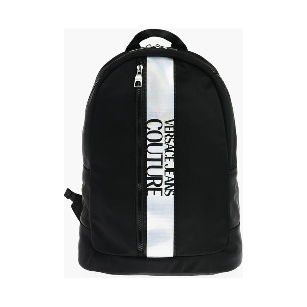 Versace Versace JEANS COUTURE Nylon Backpack with Contrasting Logoed Detail VEP537648GD 1728,74866327712,Backpacks - Men - Bags,Bags,Black,Men,Men - Bags,New with tags,Versace