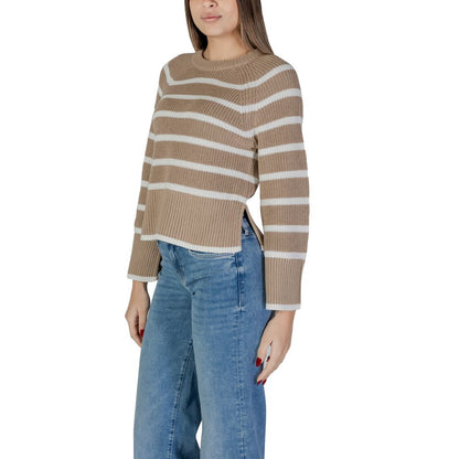 Vila Clothes Beige Cotton Sweatshirt