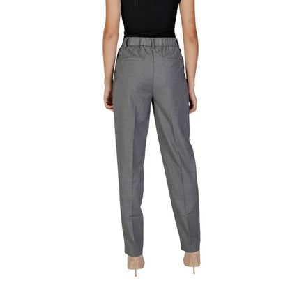 Vila Clothes Gray Polyester Casual Pants