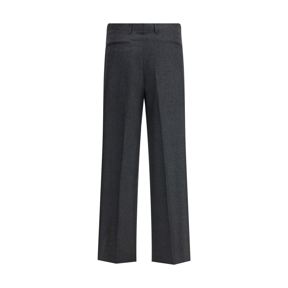 Vivienne Westwood Rafael Pants in soft brushed wool with metallic finish, high-waisted, wide leg, tailored pockets, AW25 collection.
