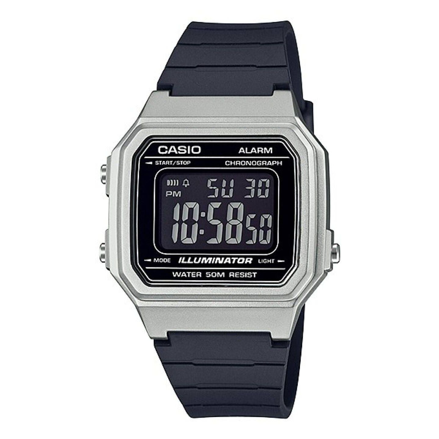 CASIO TIMELESS COLLECTION Mod. SPORT ILLUMINATOR WR 50M. ALARM. CHRONOGRAPH - SILVER - METAL SERIE WATCHES