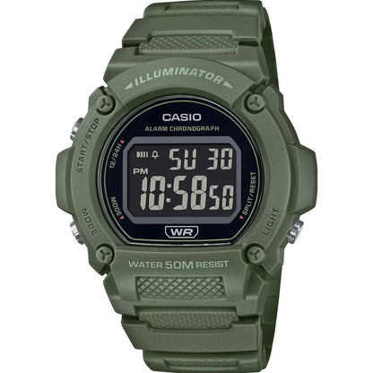CASIO TIMELESS COLLECTION Mod. SPORT- ILLUMINATOR. WR 50M. ALARM. CHRONOGRAPH - ARMY GREEN - COLORED SERIE WATCHES