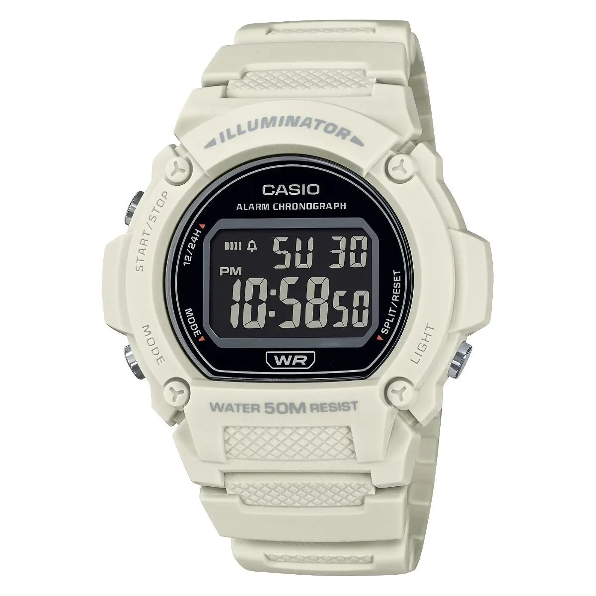 CASIO TIMELESS COLLECTION Mod. SPORT- ILLUMINATOR. WR 50M. ALARM. CHRONOGRAPH - WHITE - COLORED SERIE