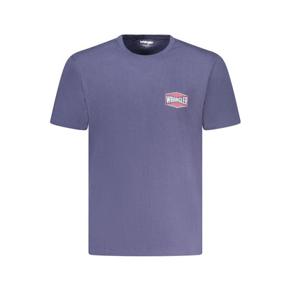 Wrangler Blue Cotton T-Shirt, short sleeve graphic tee with crew neck and logo print.