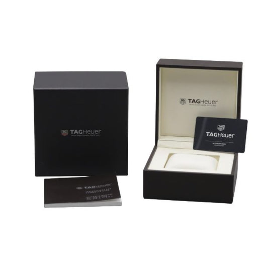 Official packaging box and manual for TAG HEUER Mod. AQUARACER CAL. 5 wristwatch, showcasing the brand's luxury presentation.